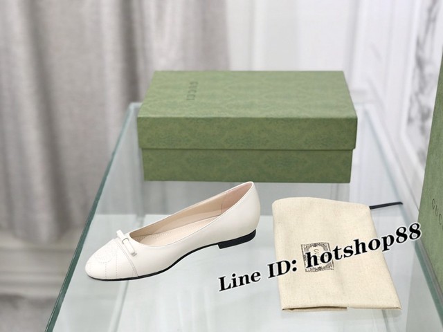 gucci女士單鞋皮鞋平底鞋 古馳2022最新經典款平底芭蕾舞鞋 dx2446